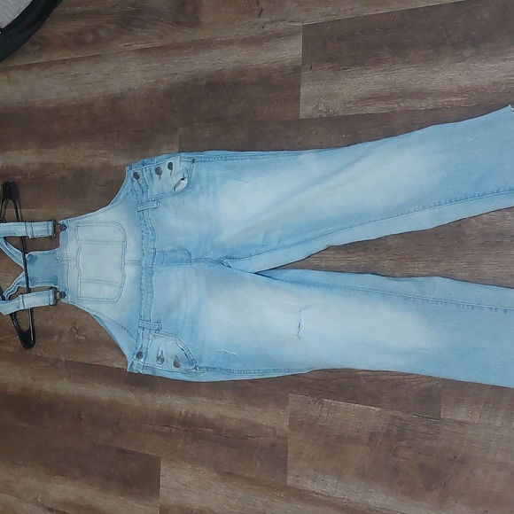 lei Pants - L.E.I. Shantee Overalls Light Distressed Denim